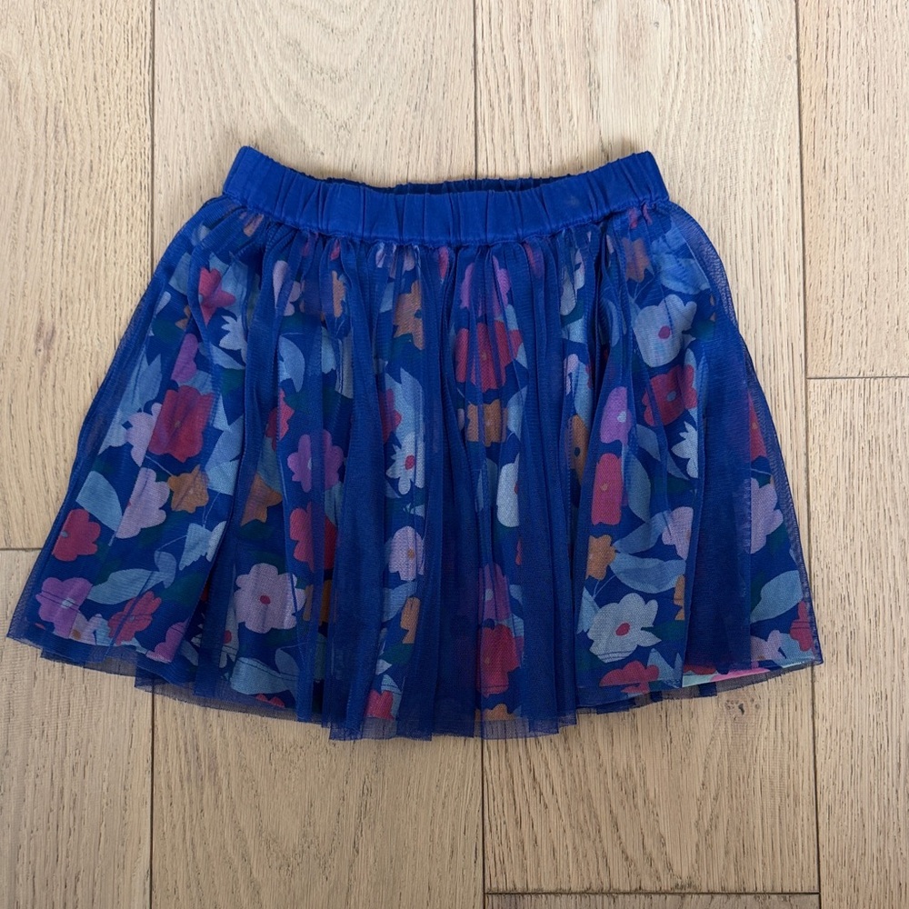 Floral Blue Tule Skirt